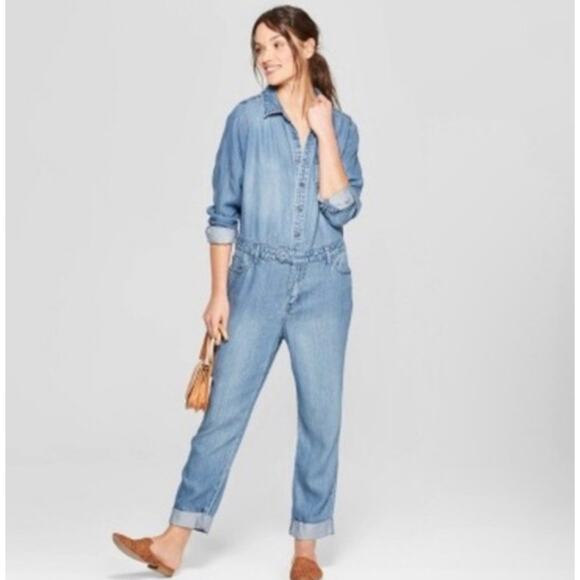 Universal Thread Denim Jumpsuit, Women's Size 2 - Picture 1 of 9